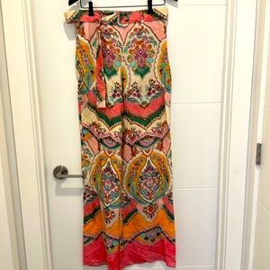 ZARA Boho High Rise Wide Leg Flowy Pants Resort Festival Bohemian Size M BNWOT